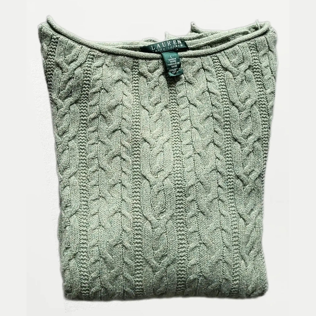 Pull torsadé vert Ralph Lauren taille M Fripes Sélect