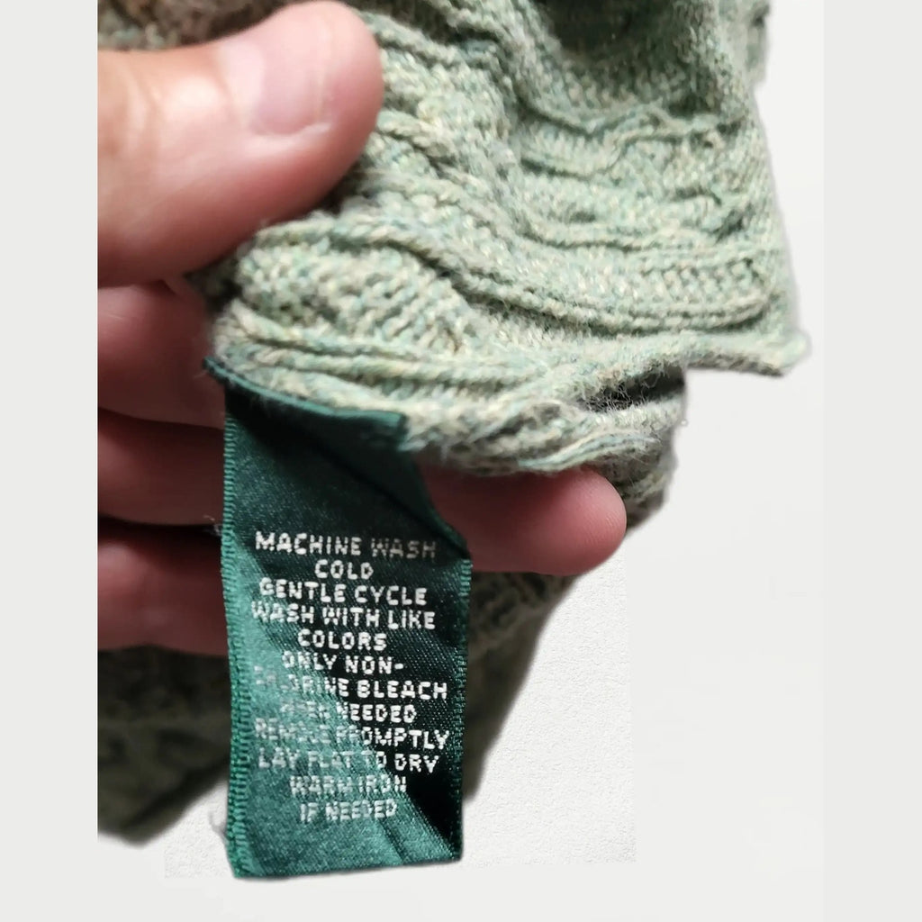 Pull en maille vert clair, sans marque visible, taille non indiquée, Fripes Sélect