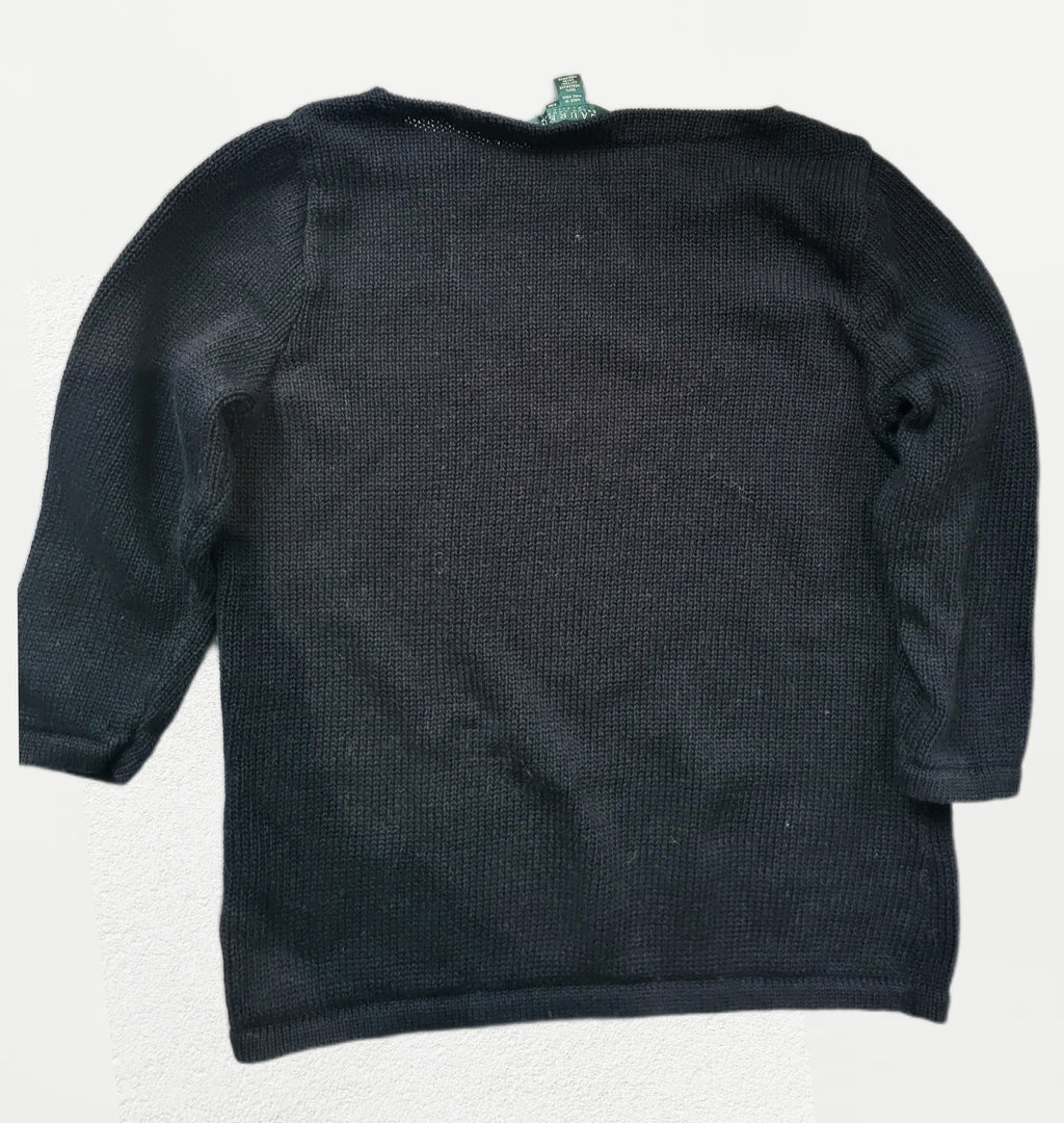 Pull femme Ralph Lauren – Noir – Taille M - Manches 3/4 - Vintage
