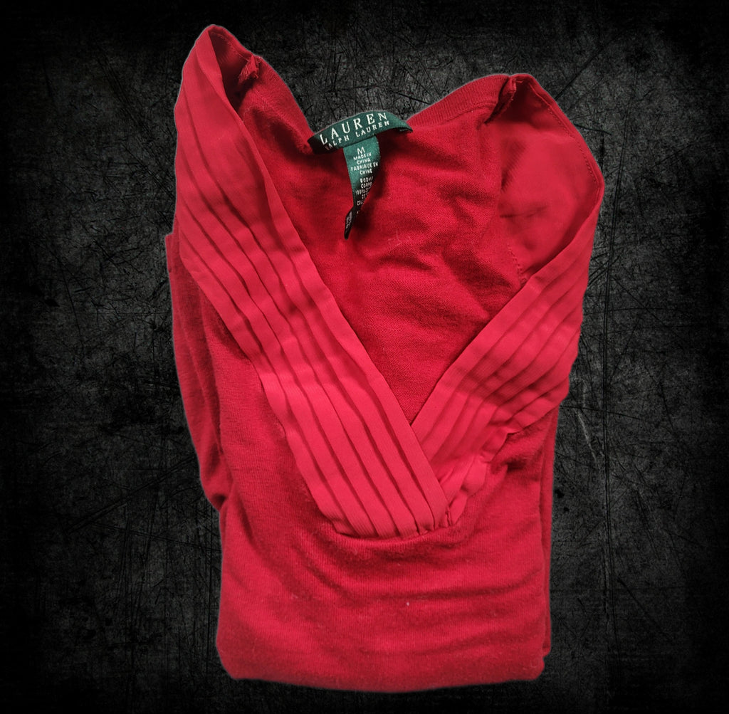 Pull femme Ralph Lauren – col V, manches 3/4 – Taille M - Vintage