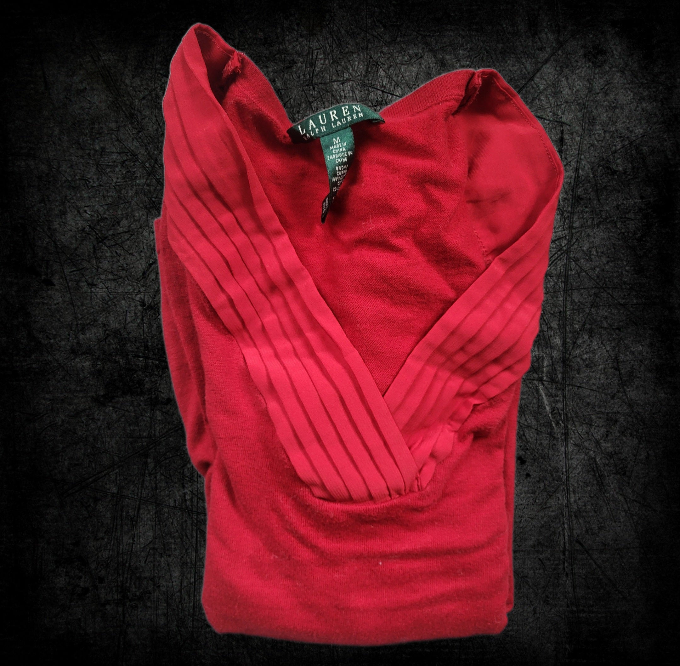 Pull femme Ralph Lauren – col V, manches 3/4 – Taille M - Vintage