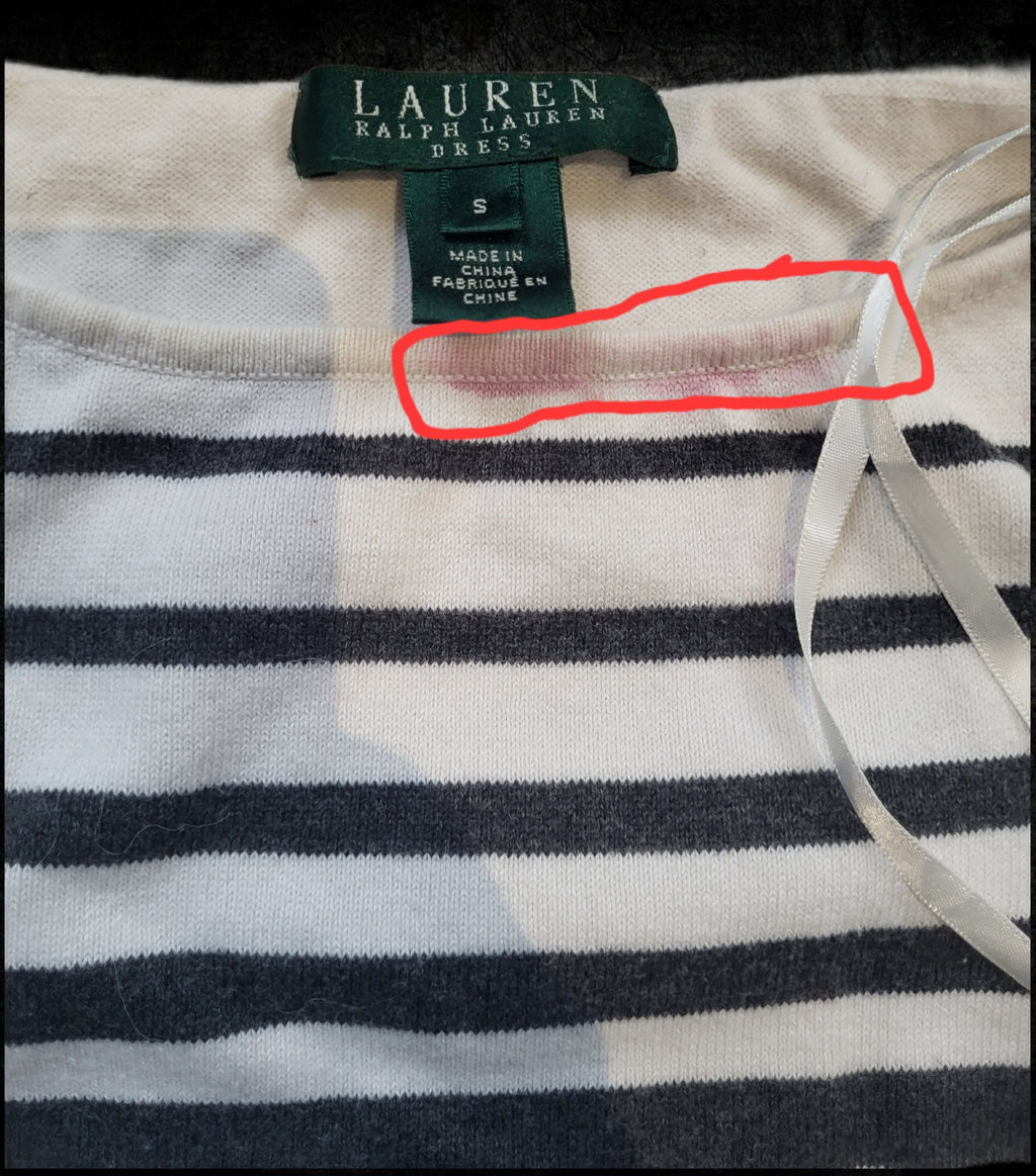 Robe-pull Ralph Lauren – Taille S – Rayures noires, grises - Vintage