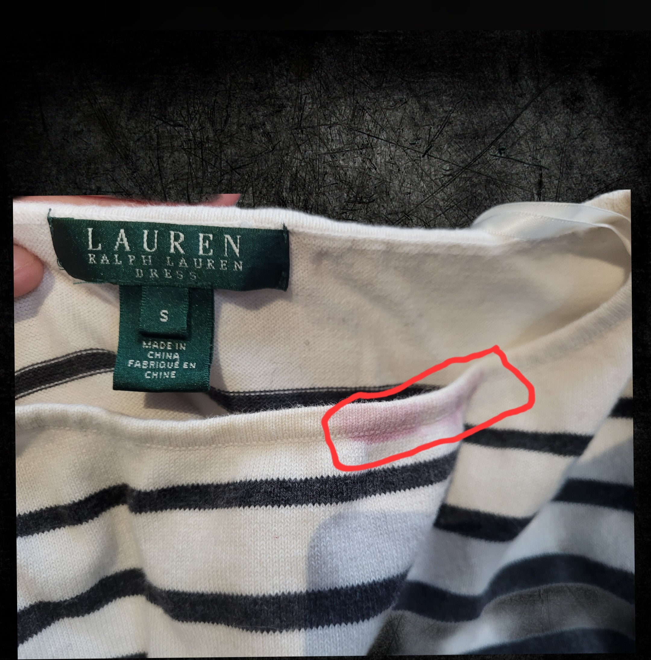 Robe-pull Ralph Lauren – Taille S – Rayures noires, grises - Vintage