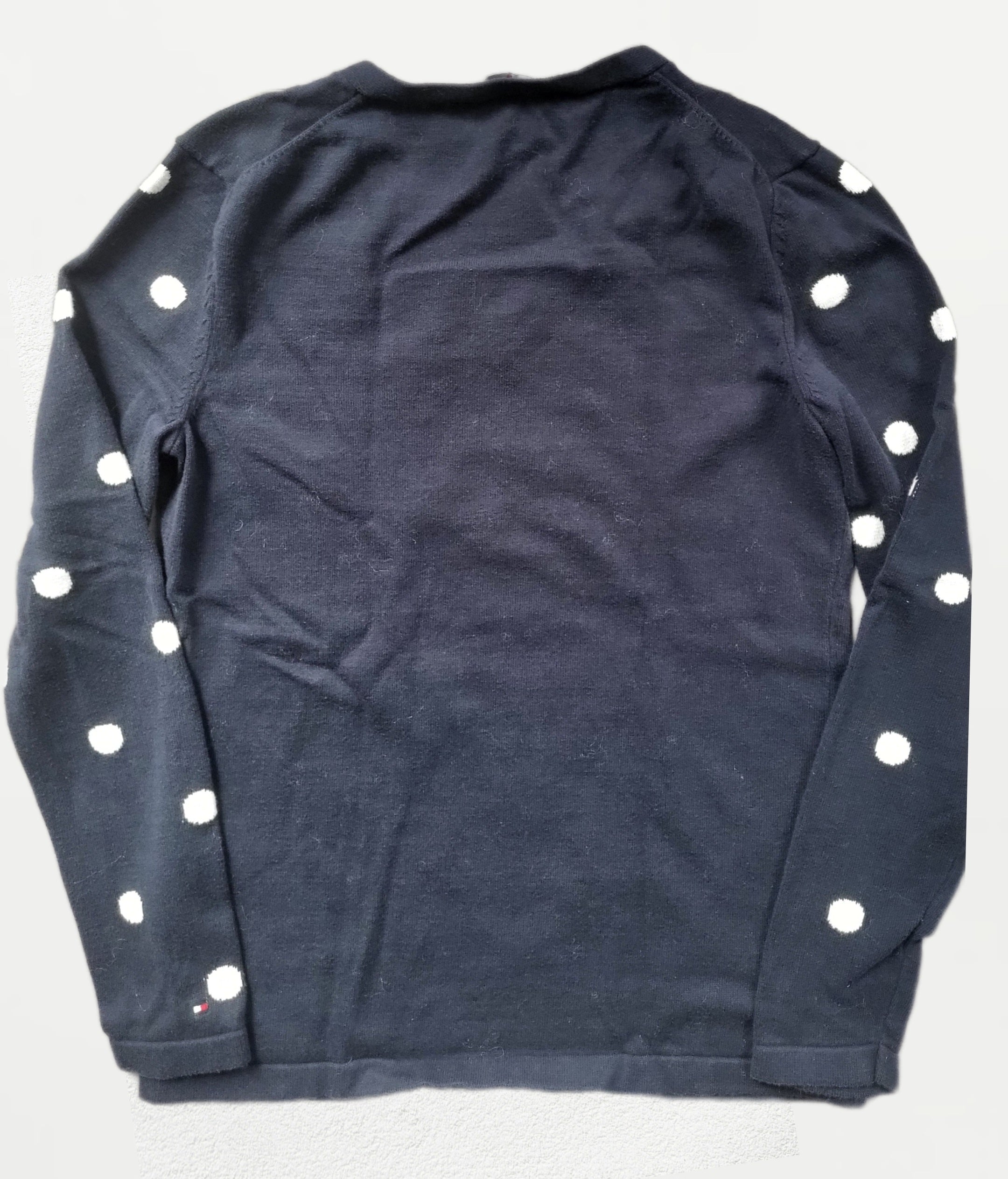 Pull femme Tommy Hilfiger – Bleu marine à pois blancs - Taille S - Vintage