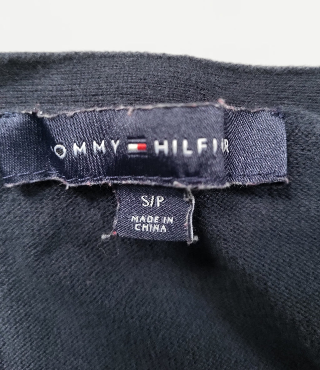 Pull femme Tommy Hilfiger – Bleu marine à pois blancs - Taille S - Vintage