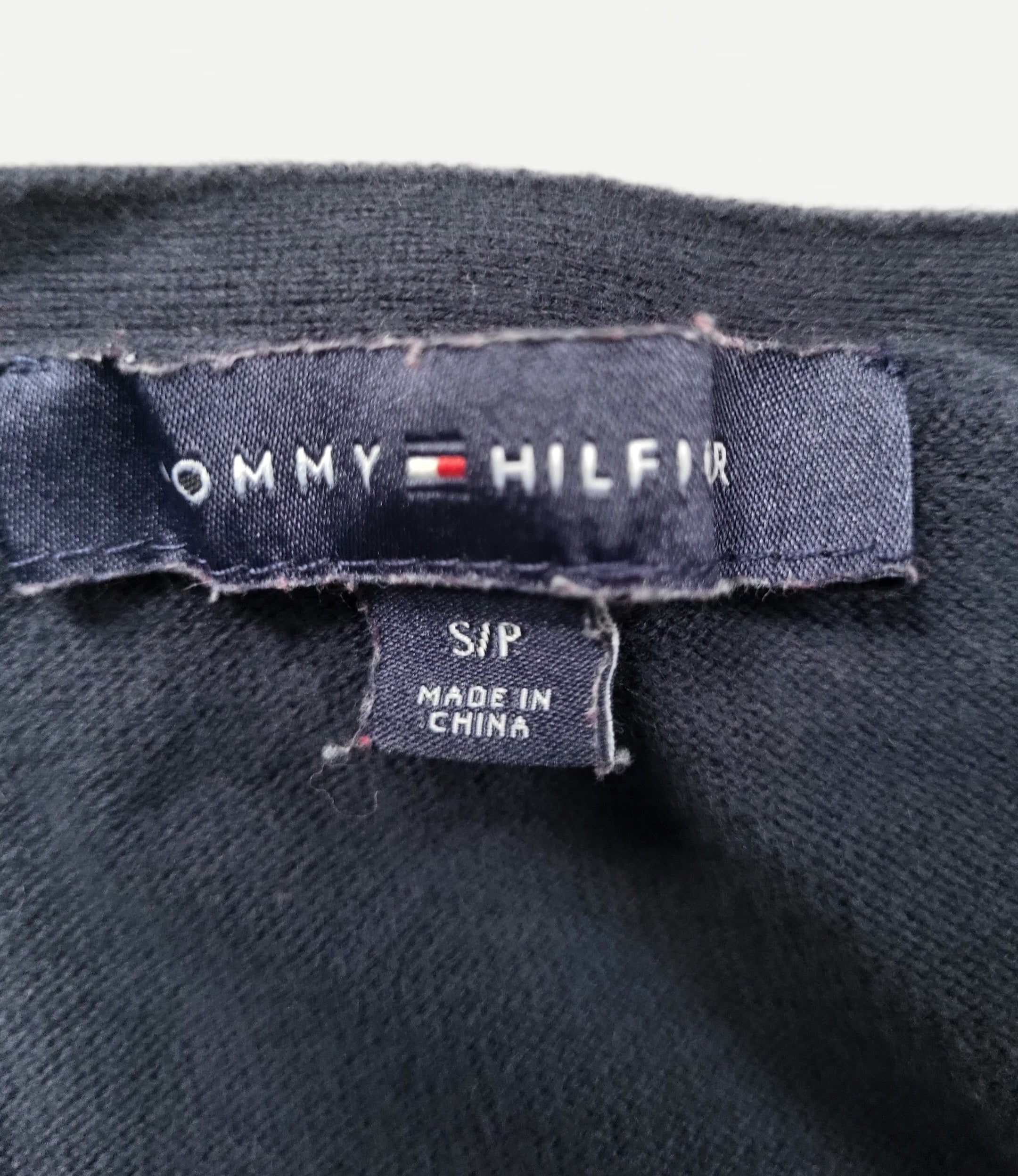 Pull femme Tommy Hilfiger – Bleu marine à pois blancs - Taille S - Vintage