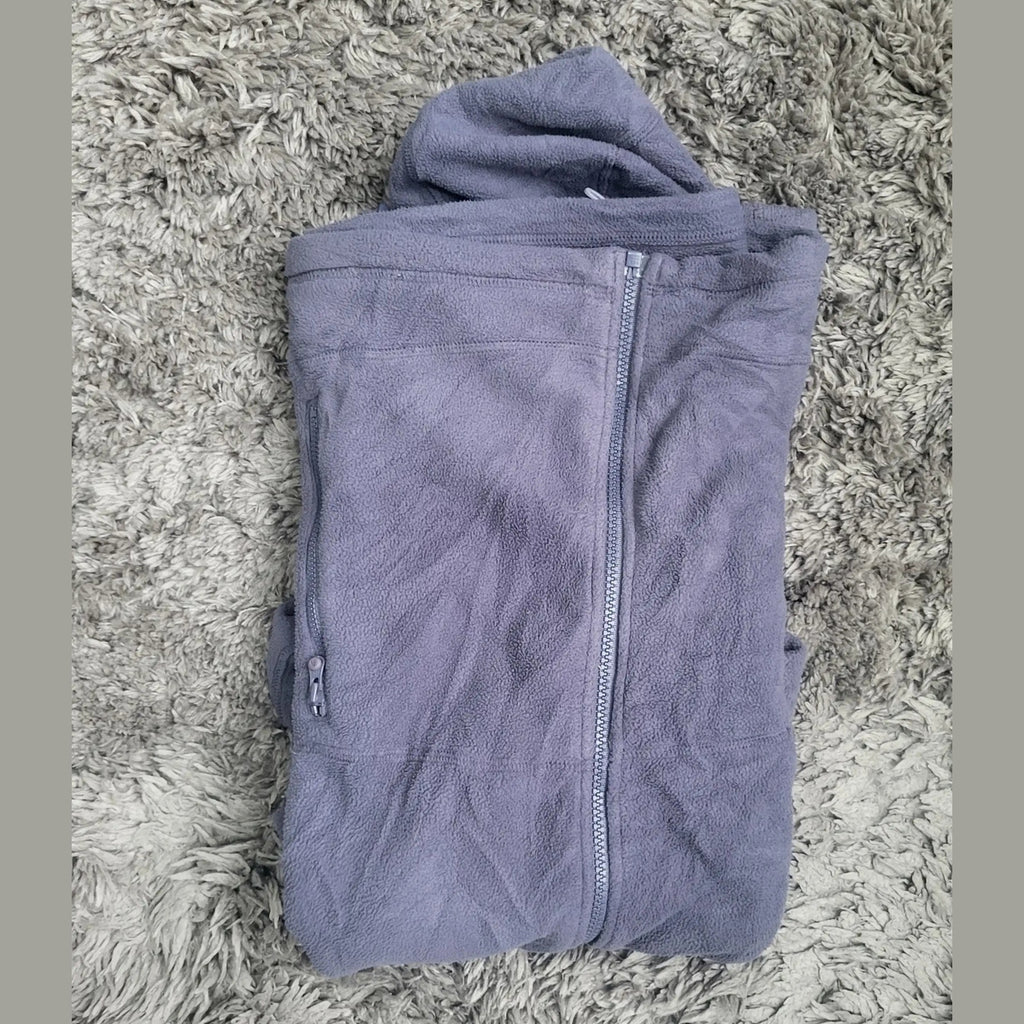 Veste polaire à capuche, couleur gris violet, taille non indiquée, Fripes Sélect