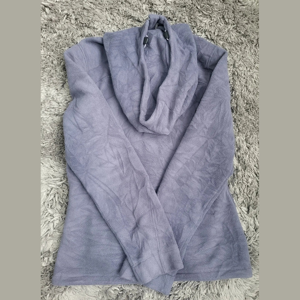 Sweat polaire à capuche gris violet, marque et taille non visibles. Fripes Sélect