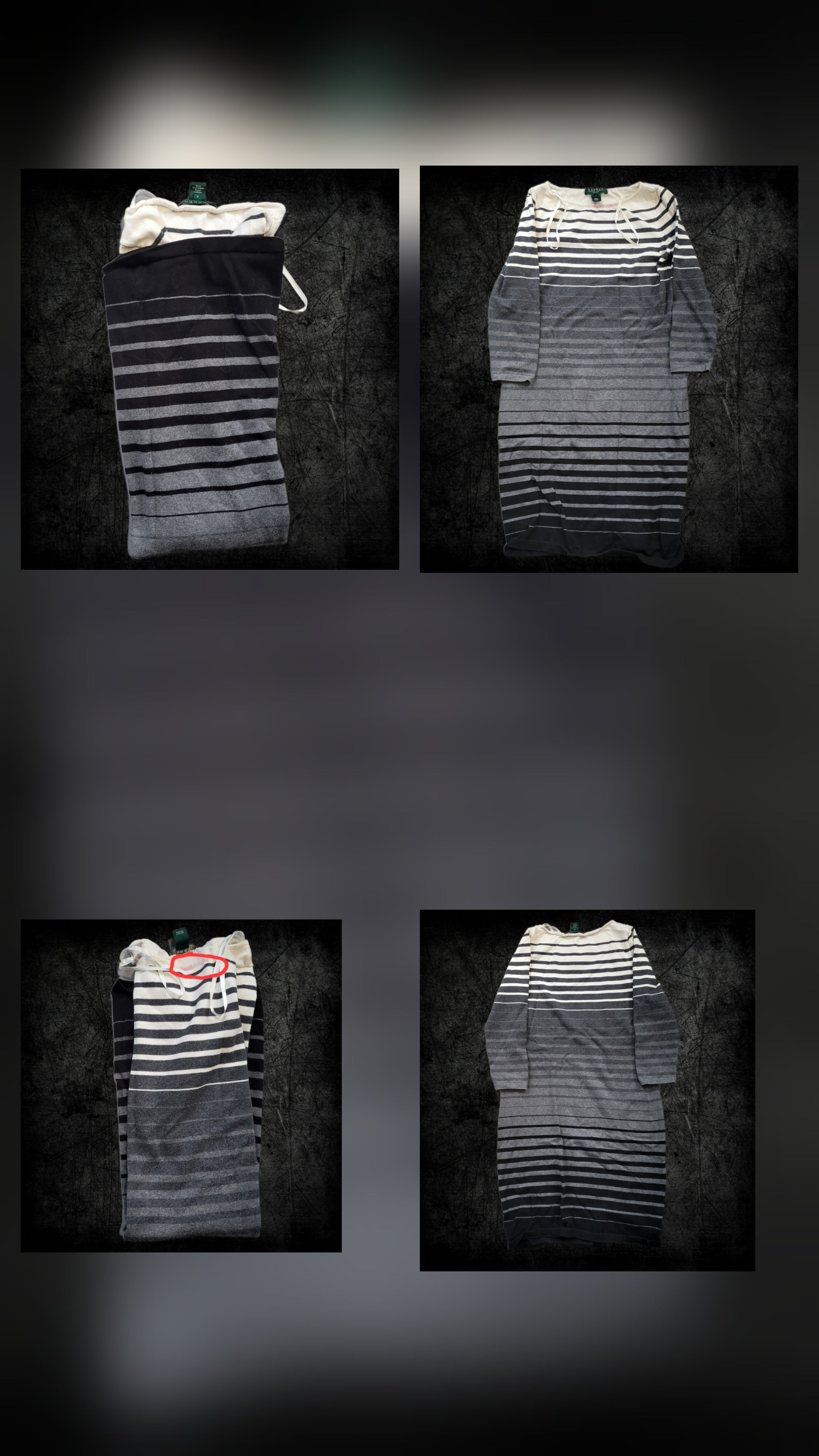 Robe-pull Ralph Lauren – Taille S – Rayures noires, grises - Vintage