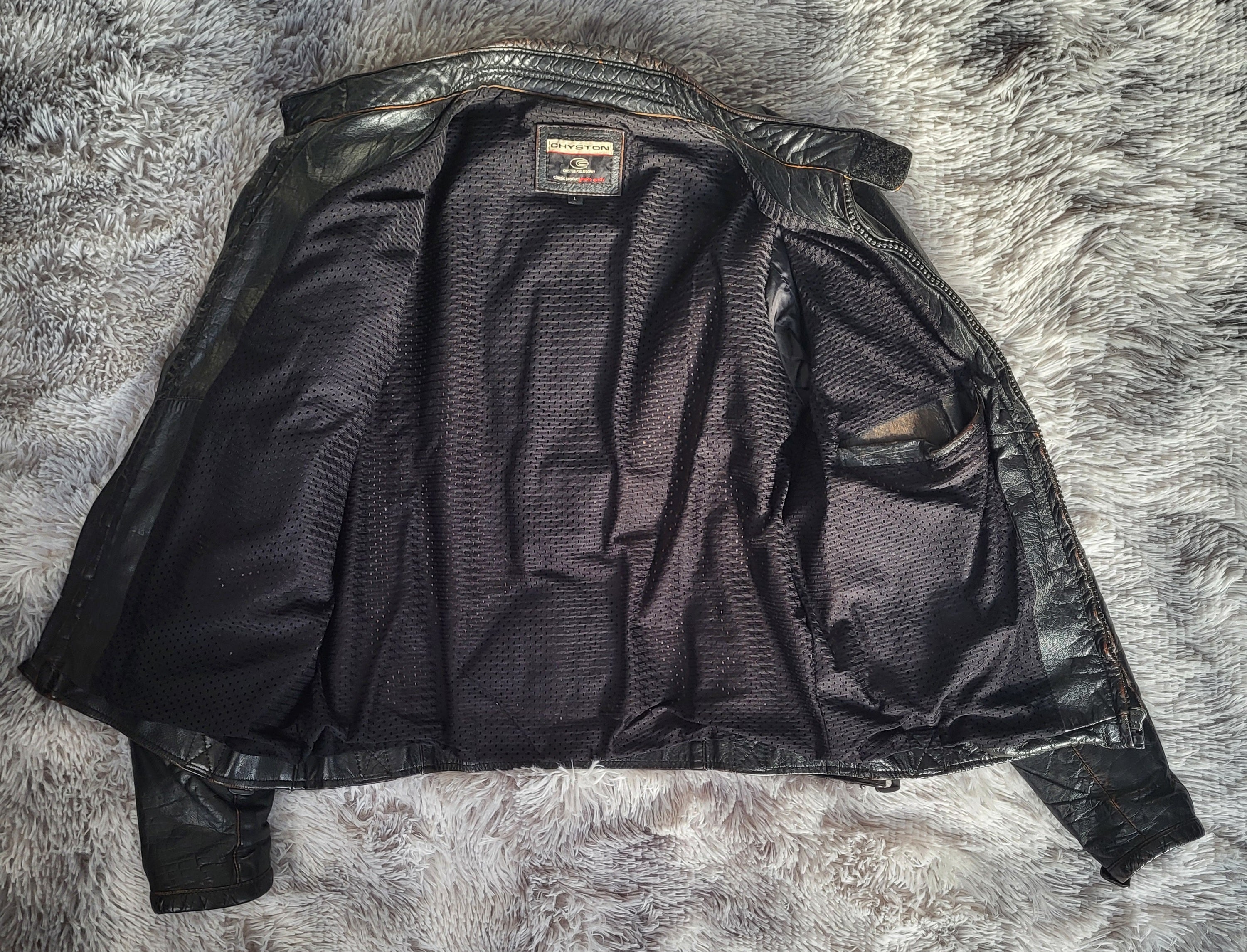 Blouson Cuir Chyston Cafe Racer Biker Homme Cuir Mouton Noir Vieilli L