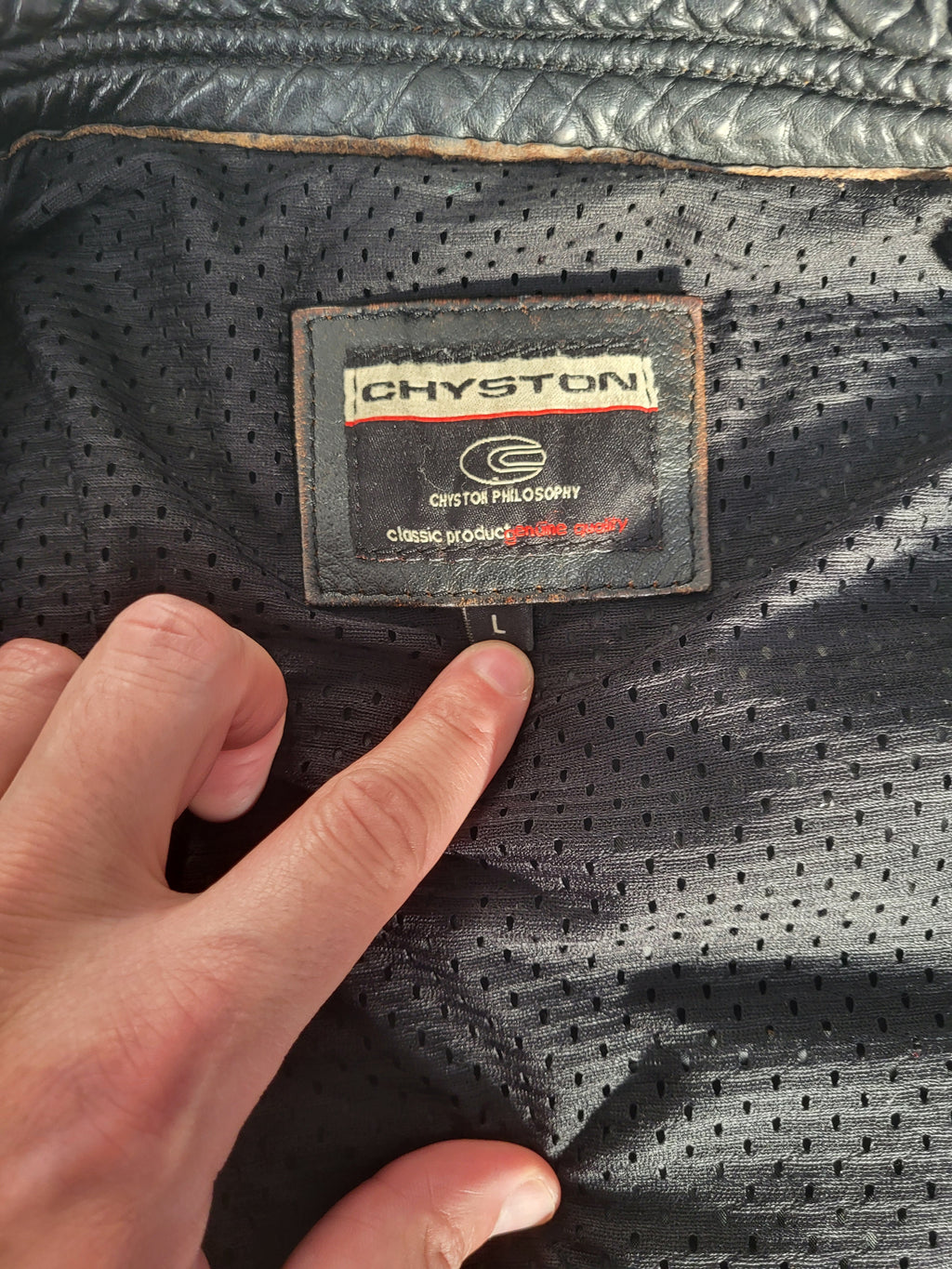 Blouson Cuir Chyston Cafe Racer Biker Homme Cuir Mouton Noir Vieilli L