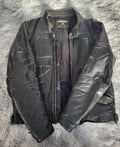 Blouson Cuir Chyston Cafe Racer Biker Homme Cuir Mouton Noir Vieilli L