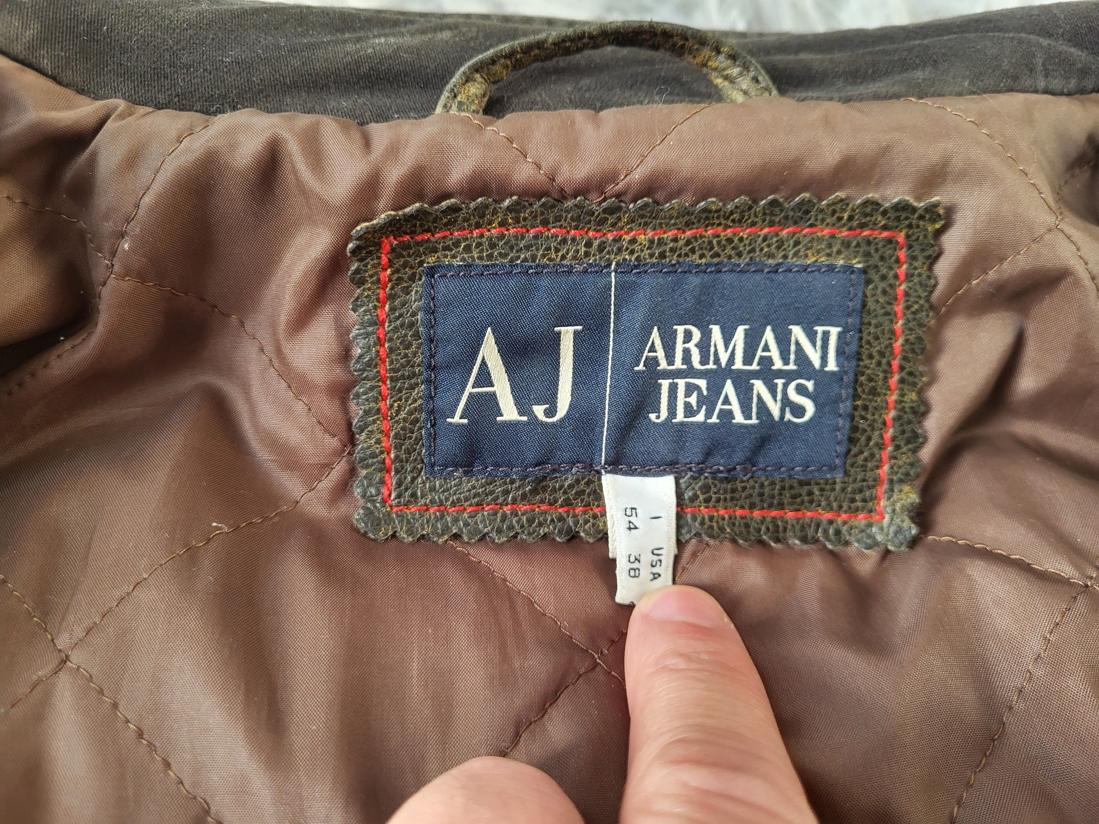 Veste Cuir Armani Jeans Biker Racing Vintage Homme Années 2000 Taille 54 L/XL