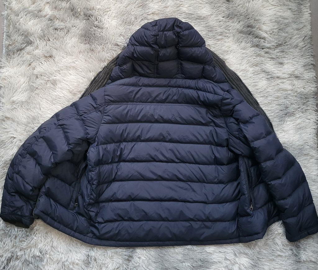 Doudoune Moncler Canut Giubbotto Homme – Taille 4 (L) – Bleu marine – Duvet 90% – Capuche – Luxe