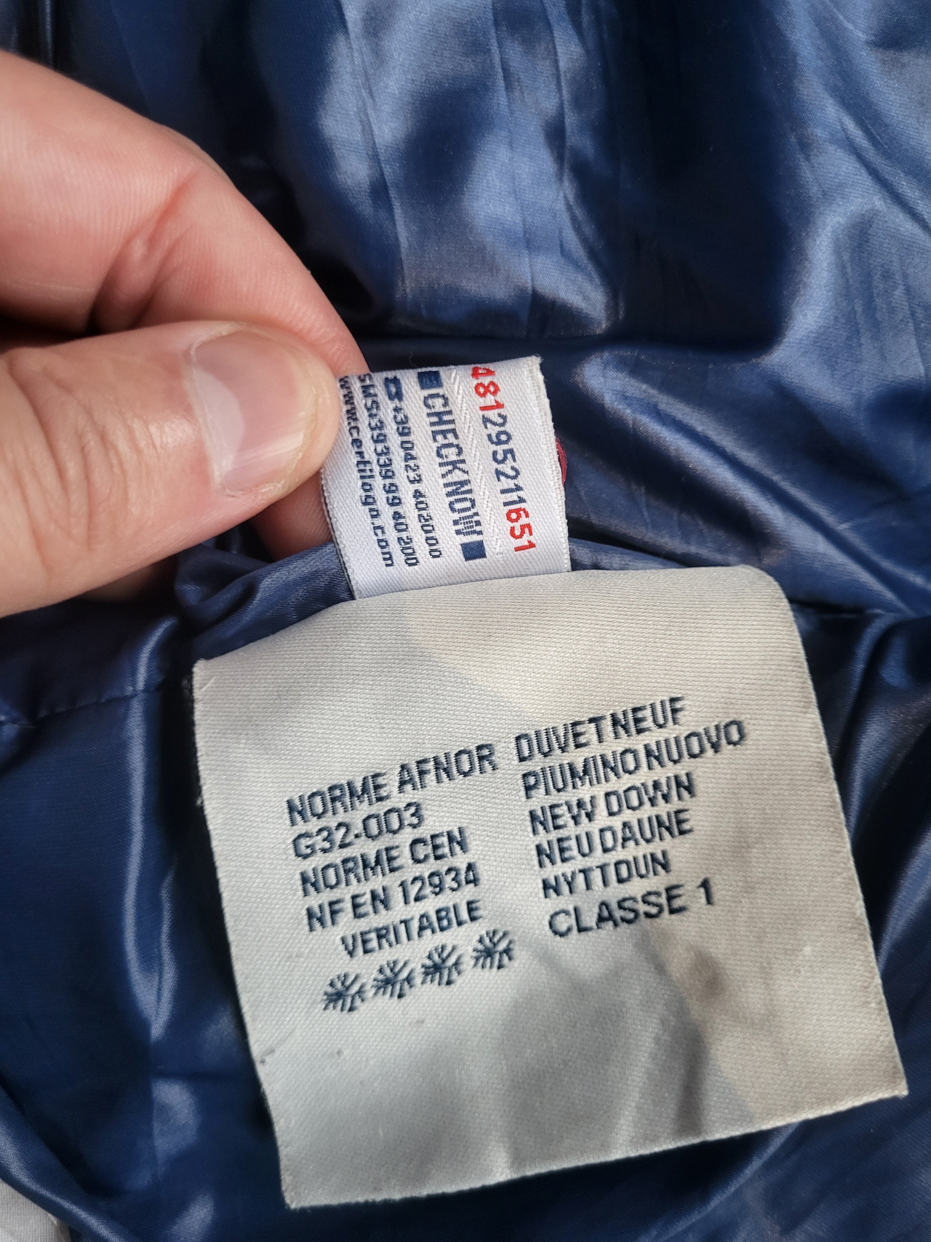 Doudoune Moncler Canut Giubbotto Homme – Taille 4 (L) – Bleu marine – Duvet 90% – Capuche – Luxe