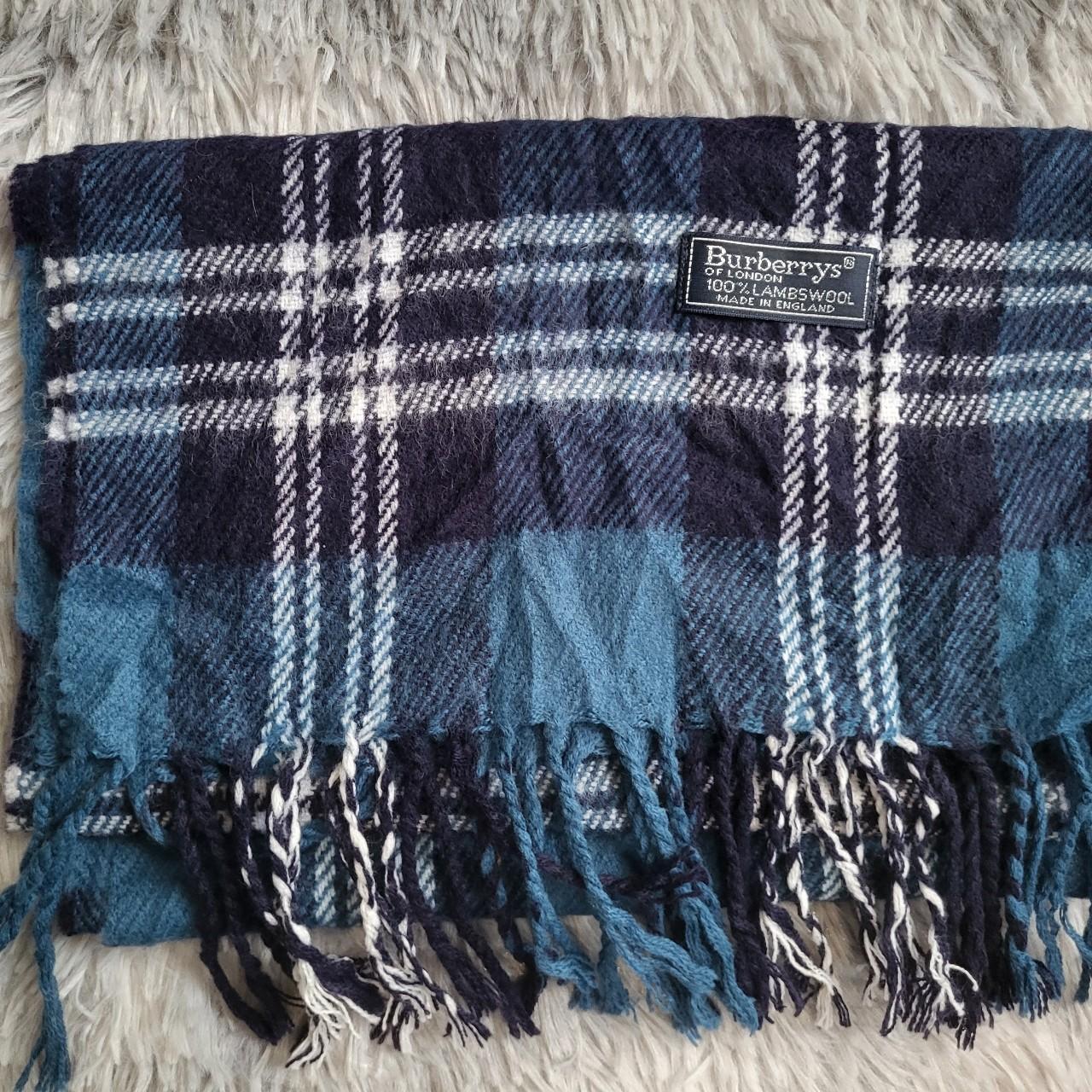 Écharpe Burberrys' Vintage – Lambswool – Motif Bleu
