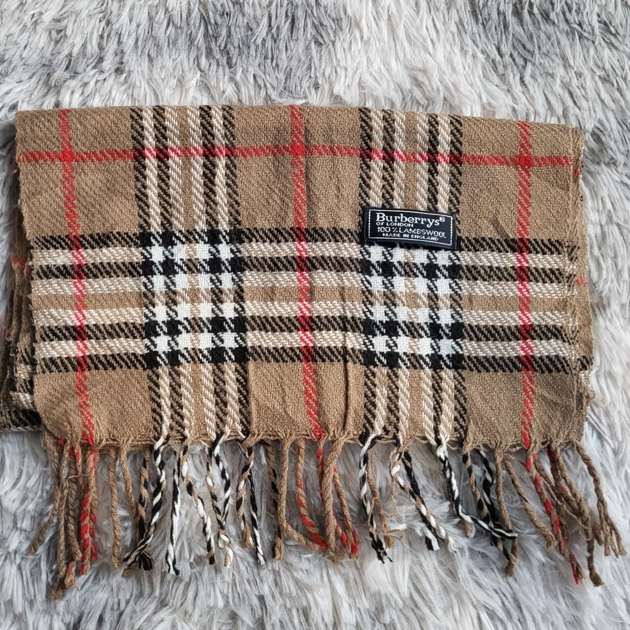 Écharpe Burberrys beige, noir, blanc et rouge - Vintage – 100% Lambswool