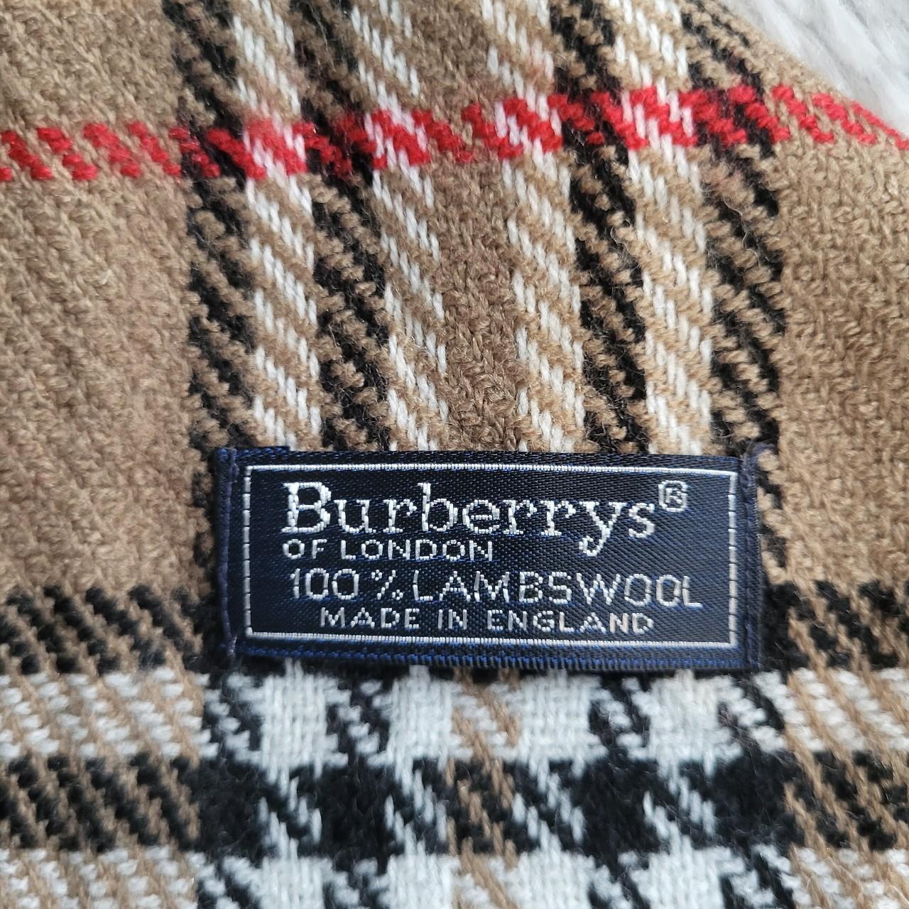 Écharpe Burberrys beige, noir, blanc et rouge - Vintage – 100% Lambswool