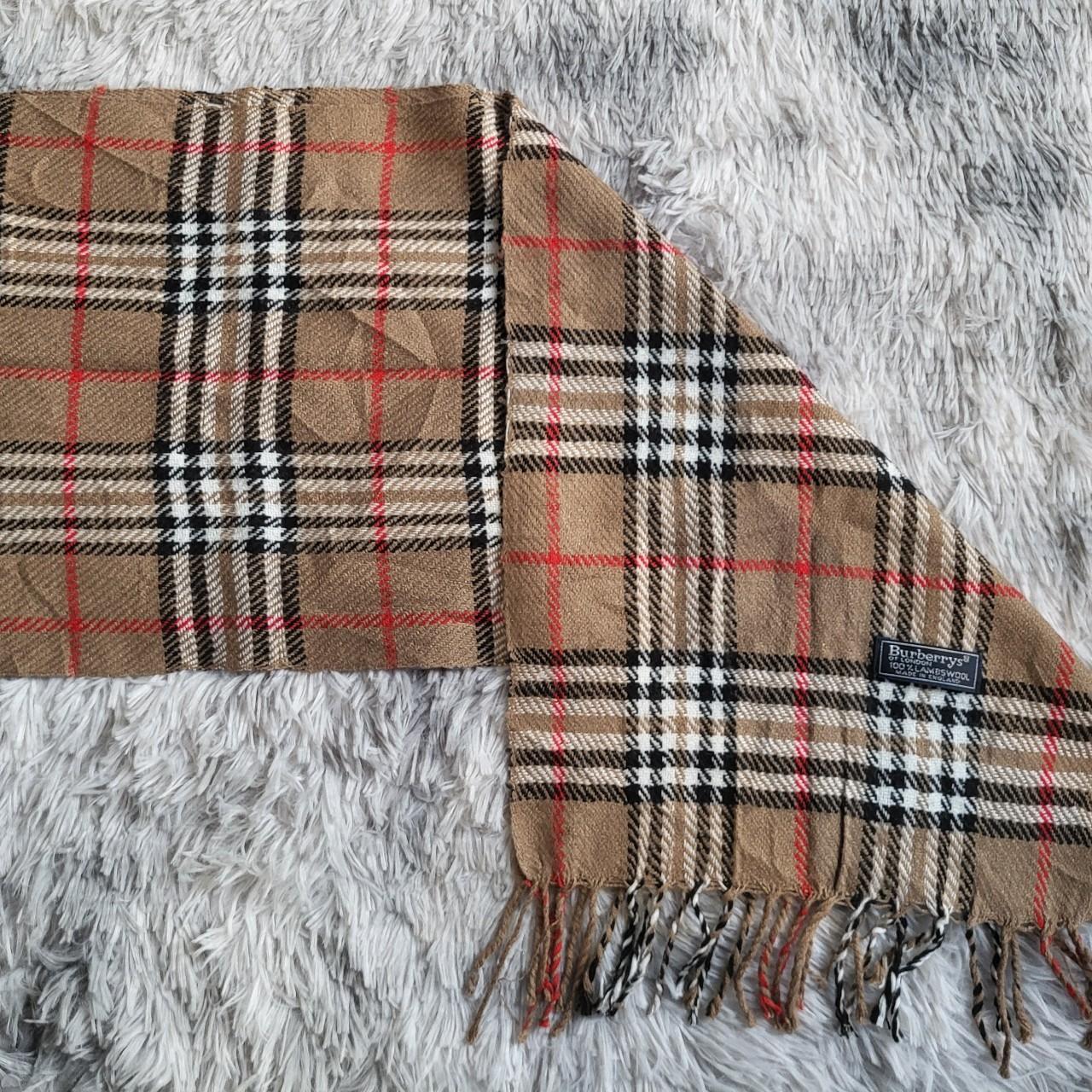 Écharpe Burberrys beige, noir, blanc et rouge - Vintage – 100% Lambswool