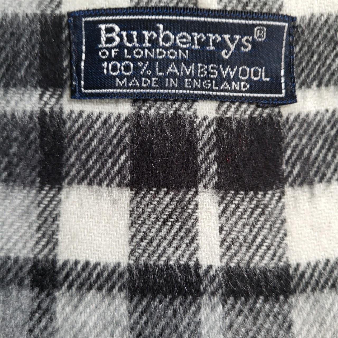 Écharpe Burberrys Vintage grise et blanche – Lambswool – Made in England