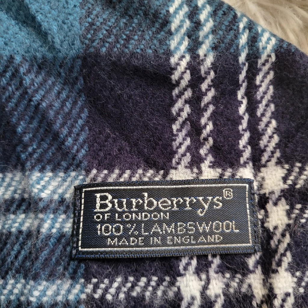 Écharpe Burberrys' Vintage – Lambswool – Motif Bleu
