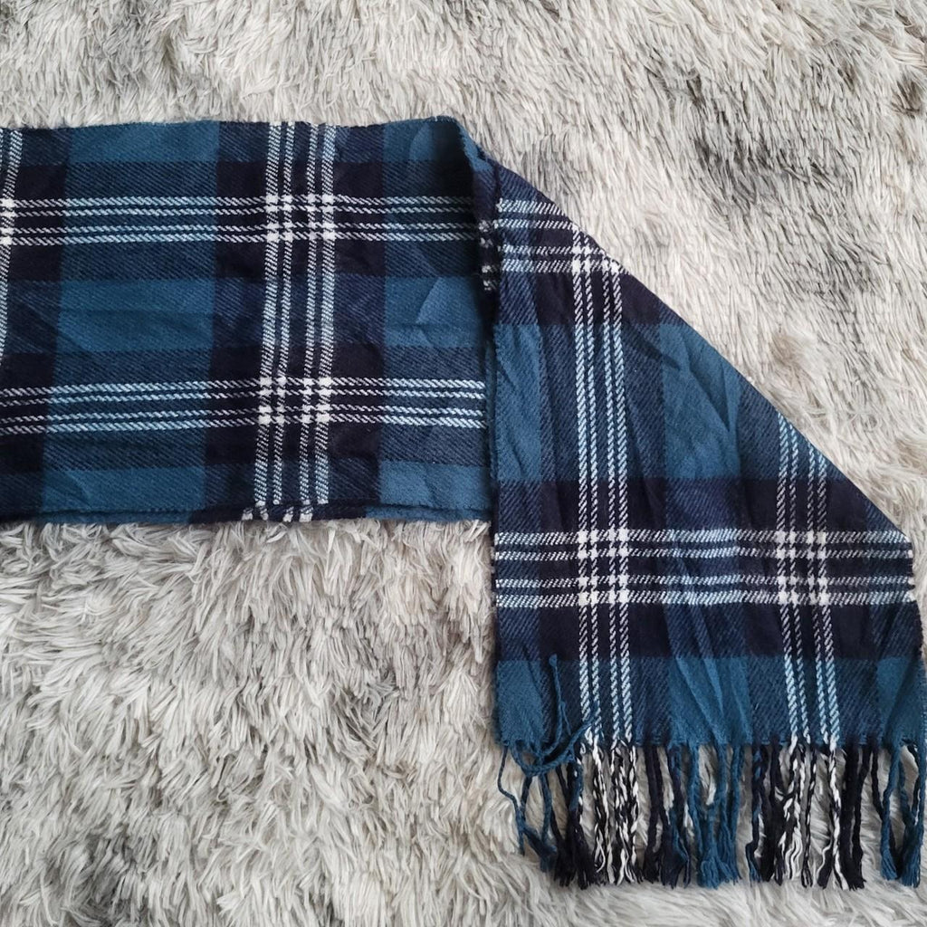 Écharpe Burberrys' Vintage – Lambswool – Motif Bleu
