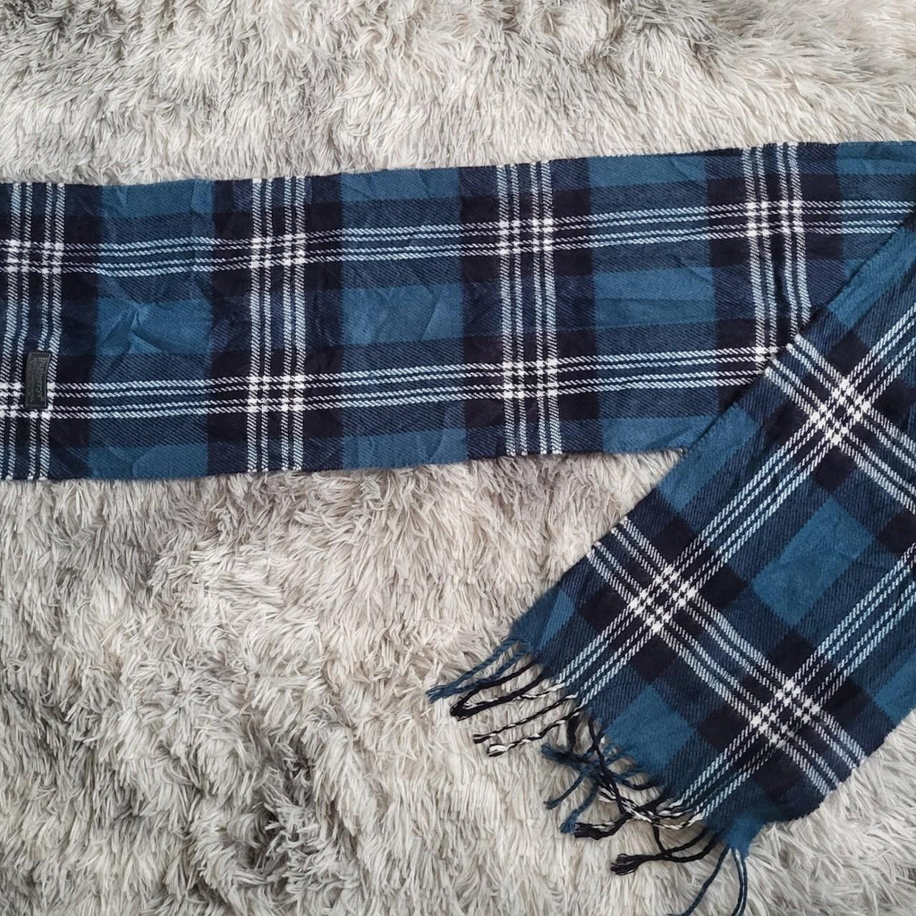 Écharpe Burberrys' Vintage – Lambswool – Motif Bleu