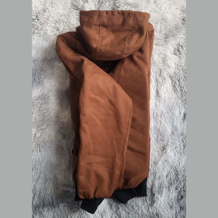 Manteau Carhartt marron pour homme taille L, capuche visible. Fripes Sélect