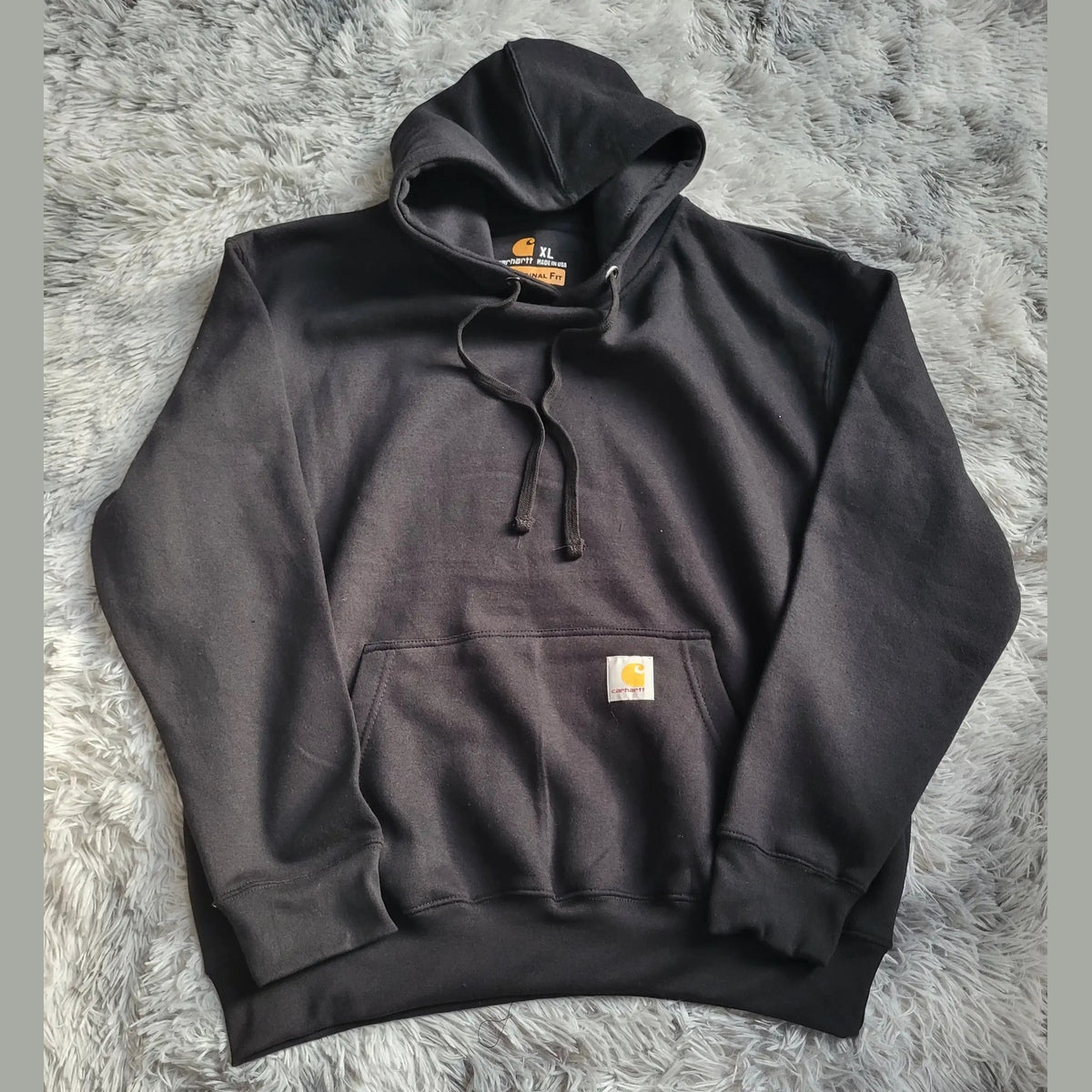 Sweat à Capuche Carhartt Rework – Doublé Thermique - Noir – Taille XL – Made in USA