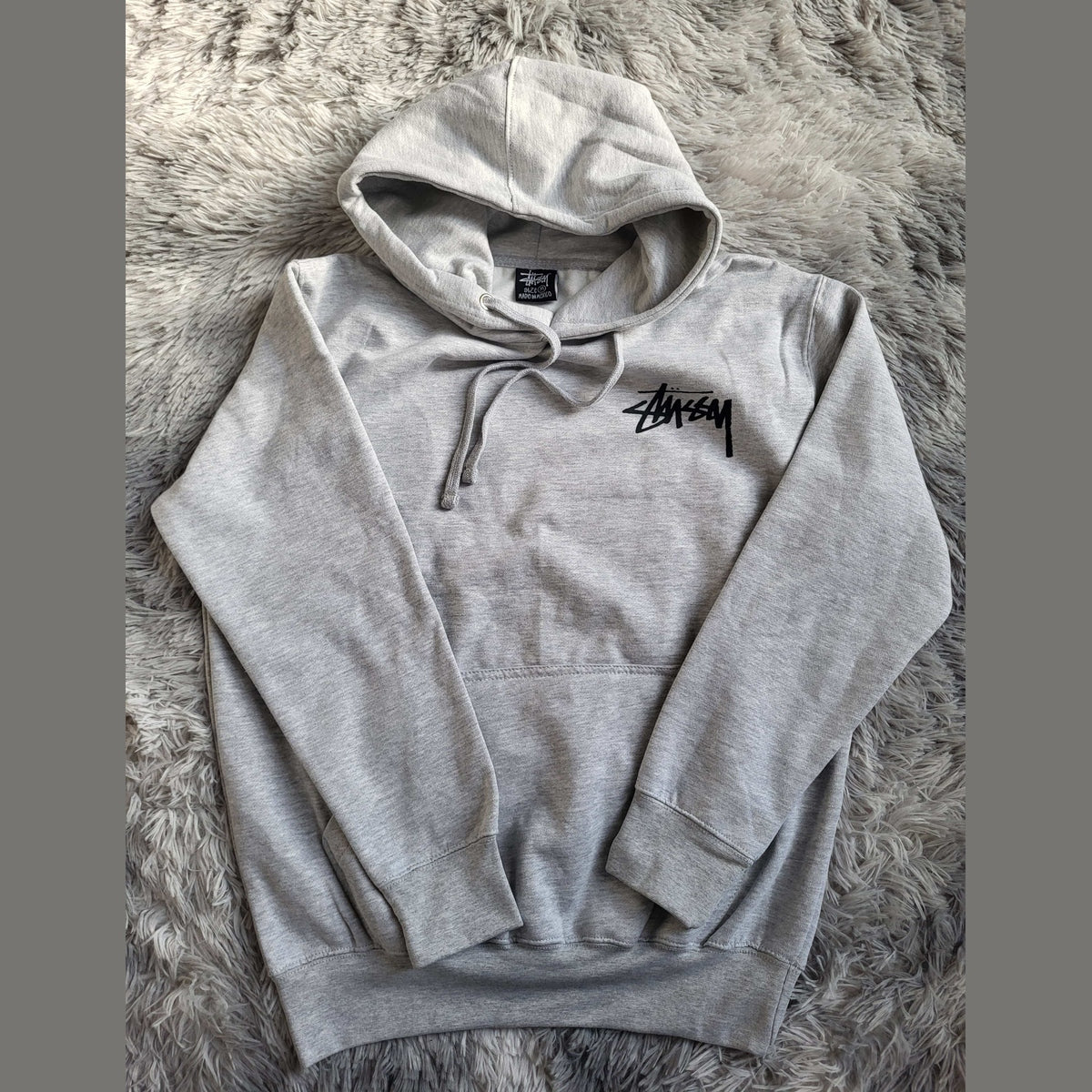 Hoodie Stüssy Rework Homme - Design Iconique - Taille M - Gris chiné
