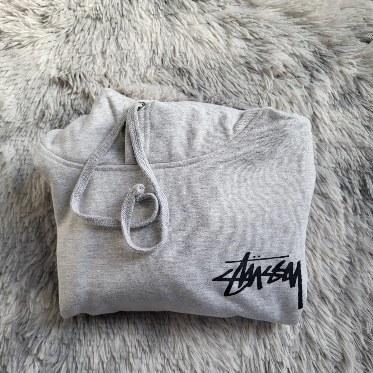 Hoodie Stüssy Rework Homme - Design Iconique - Taille M - Gris chiné