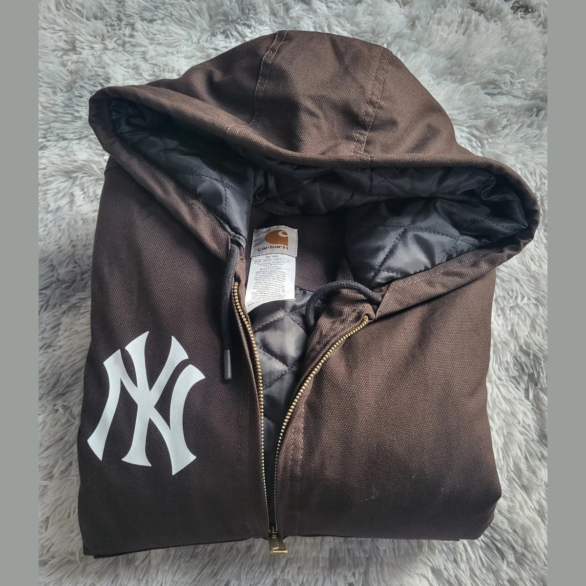 Veste à capuche Carhartt marron, logo NY, taille XL, Fripes Sélect