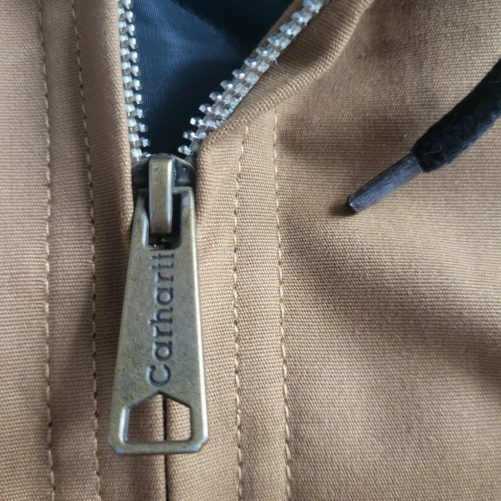 Veste Carhartt brune, taille L, détail fermeture éclair, Fripes Sélect