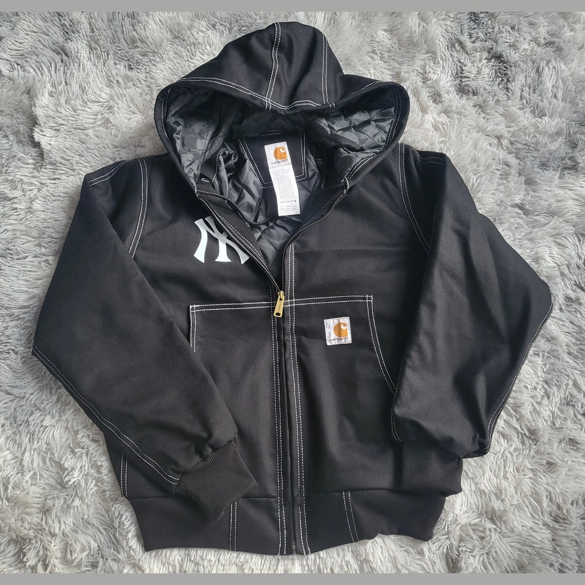 Veste Carhartt Active Jacket Rework Homme - Surpiqûres Blanches - Made in USA