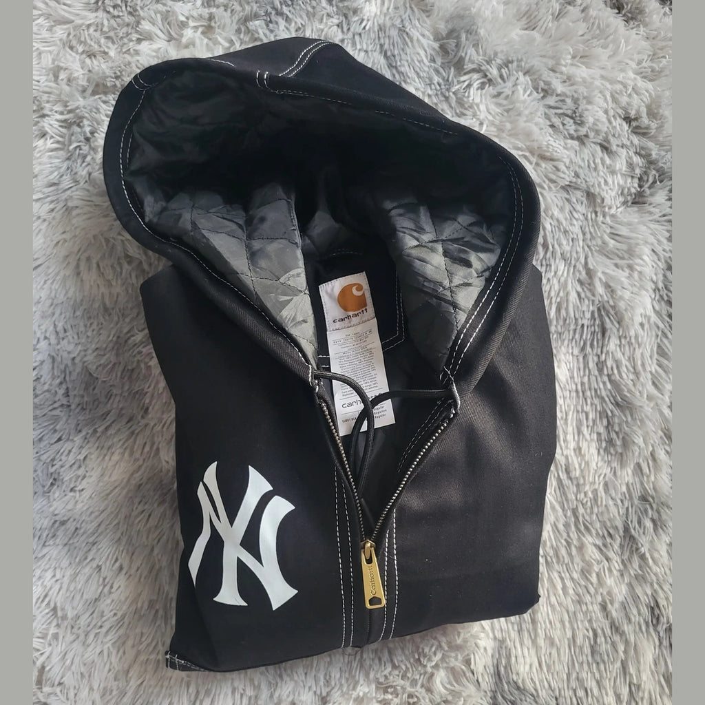Veste noire Carhartt à capuche, taille M, logo NY brodé, Fripes Sélect