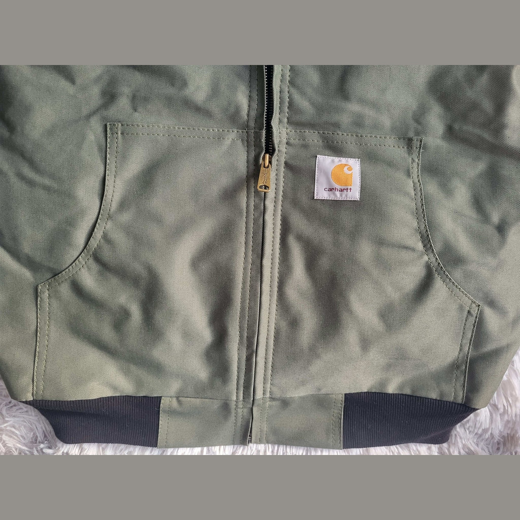 Veste Carhartt kaki, taille M, poches avant visibles, Fripes Sélect