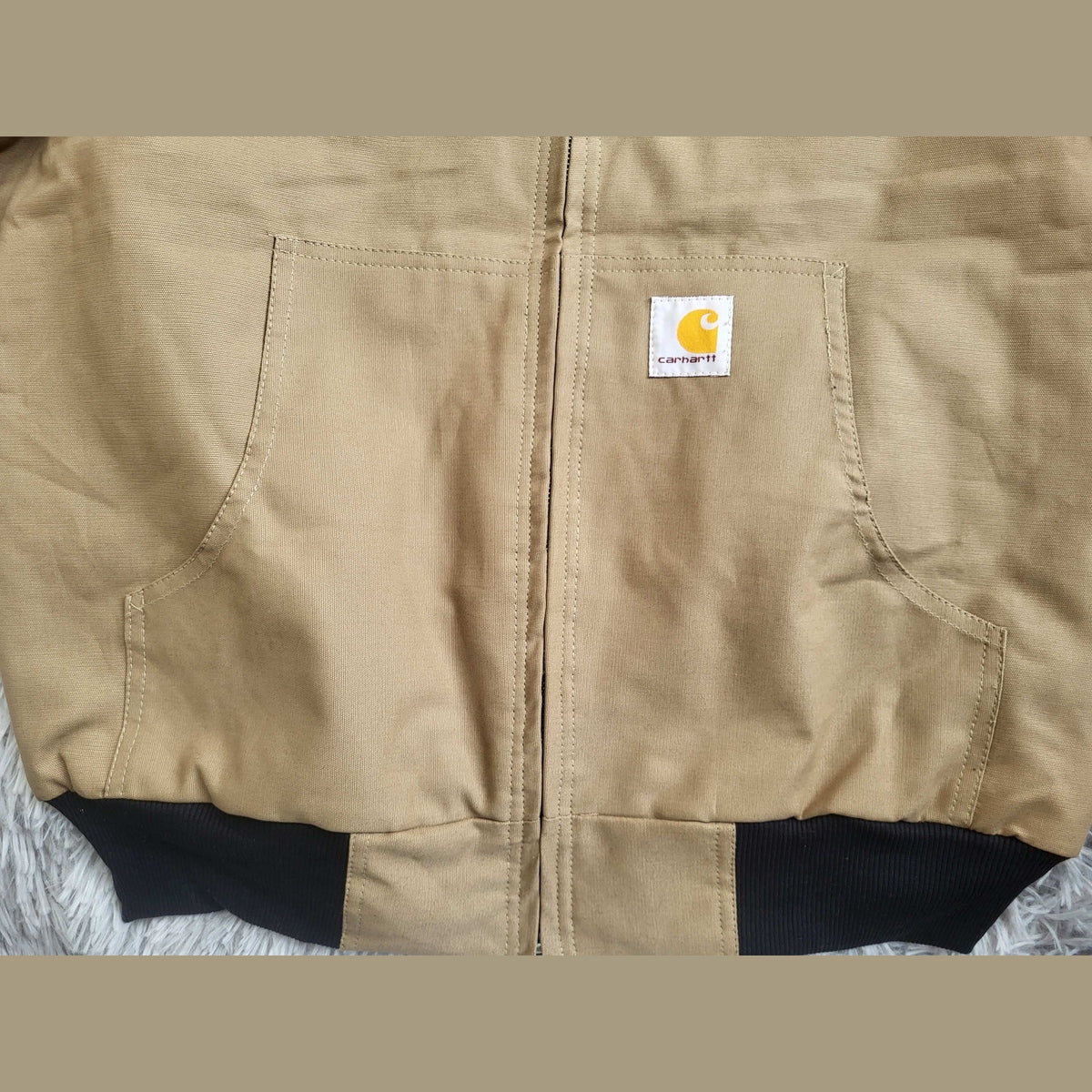 Veste Carhartt beige taille L, poches avant visibles, Fripes Sélect