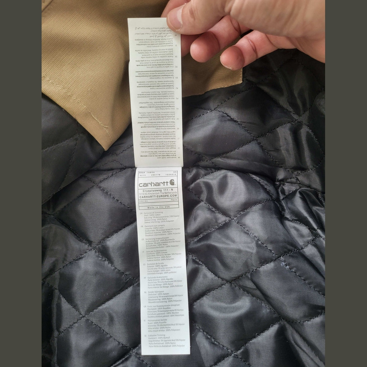 Veste Carhartt beige, taille L, étiquette visible, Fripes Sélect