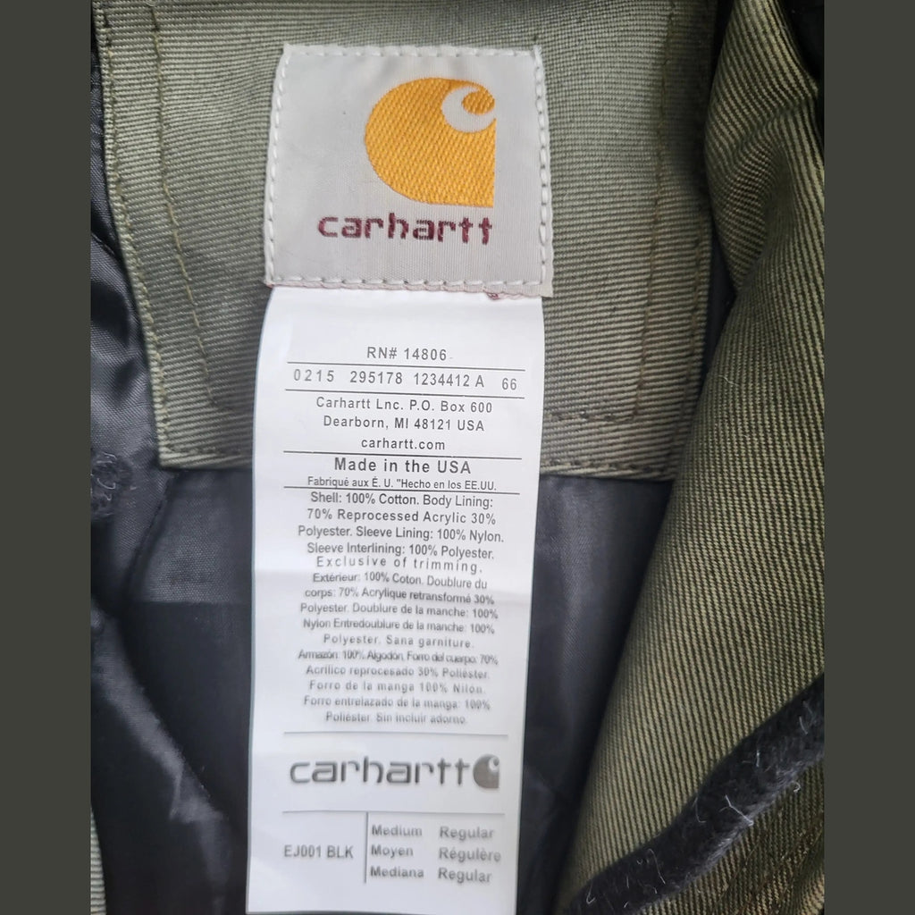 Veste Carhartt kaki taille M, étiquette intérieure visible. Fripes Sélect