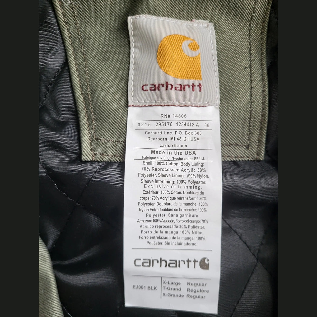 Veste Carhartt Active Jacket Reworked Homme - XL - Made in USA