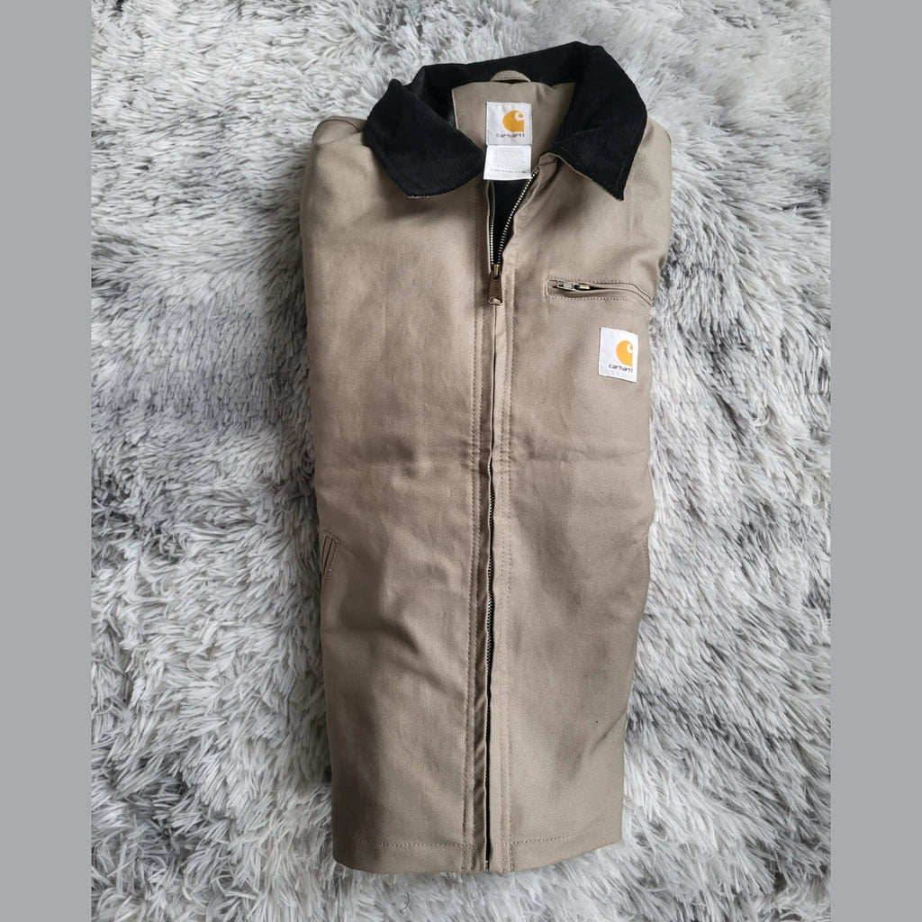 Veste Carhartt beige, col noir, taille M, vêtement vintage seconde main Fripes Sélect