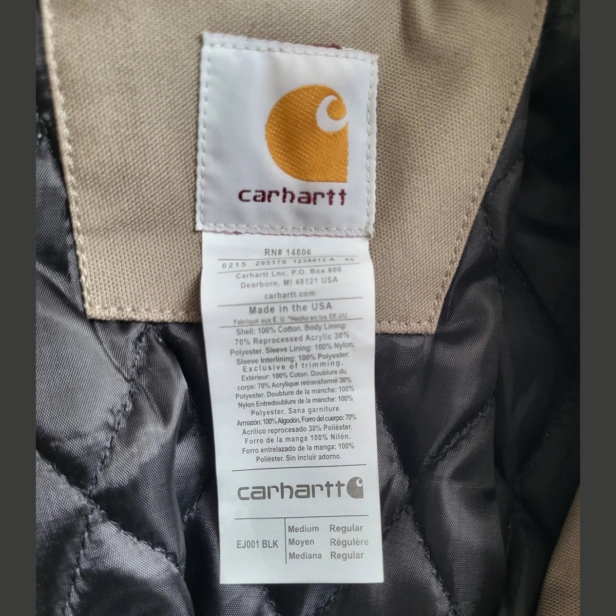 Veste Carhartt beige taille M, étiquette intérieure visible, Fripes Sélect