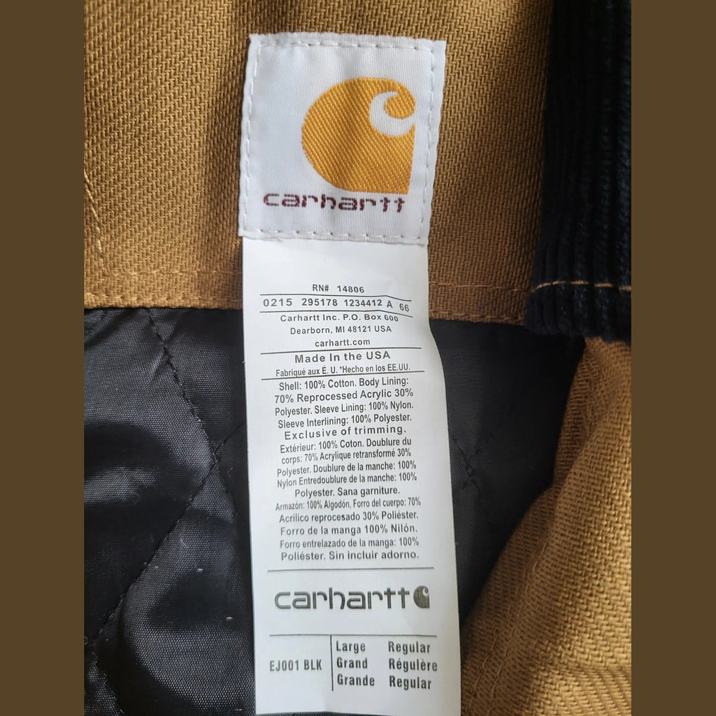 Veste Carhartt marron taille L, étiquette visible. Fripes Sélect