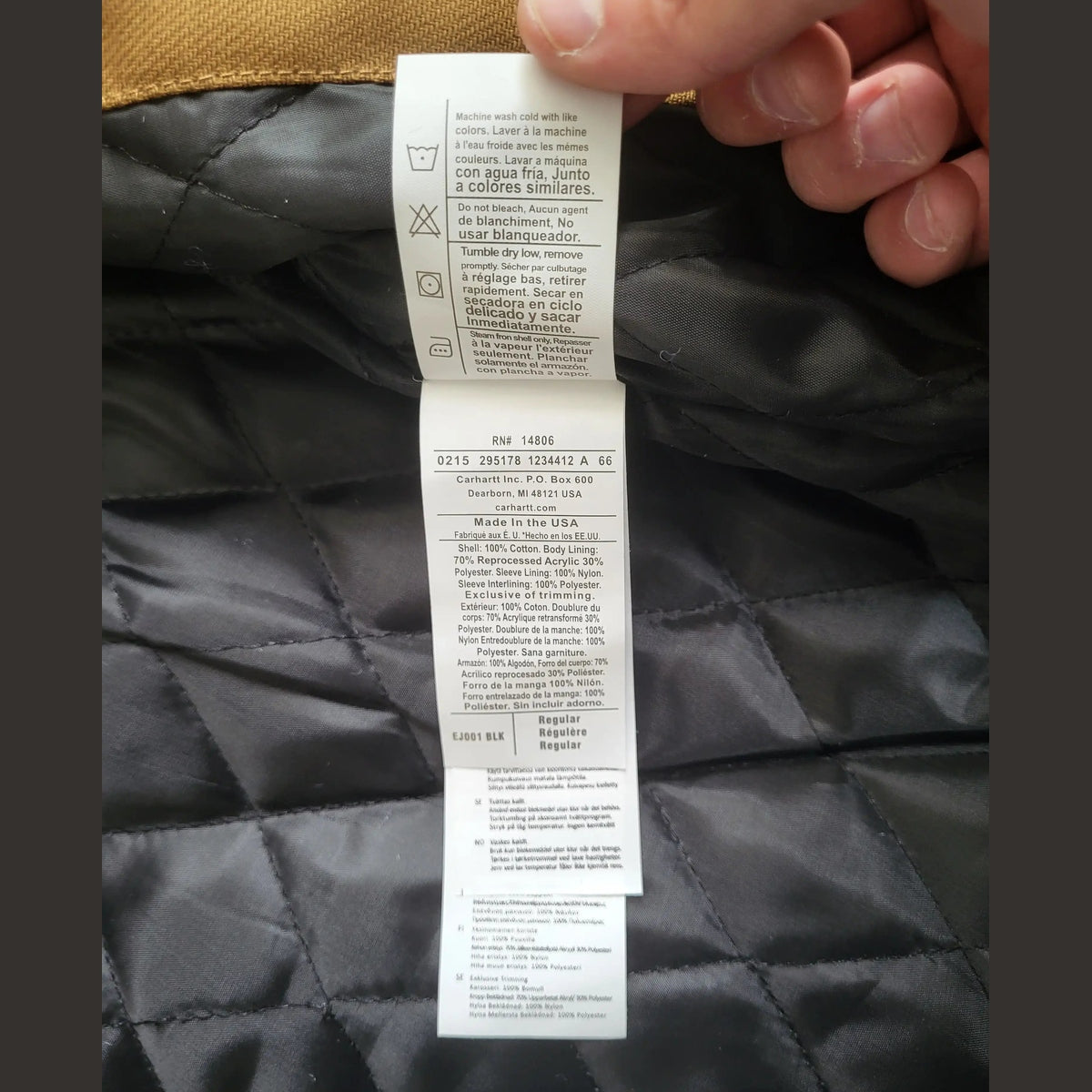 Veste Carhartt marron taille L, étiquette visible, Fripes Sélect