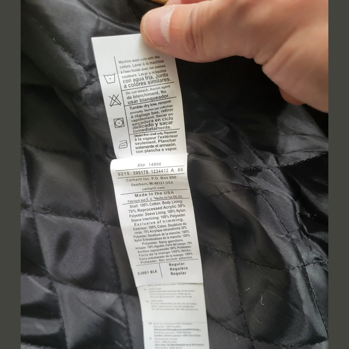 Veste Carhartt marron taille XL, étiquette intérieure visible, Fripes Sélect