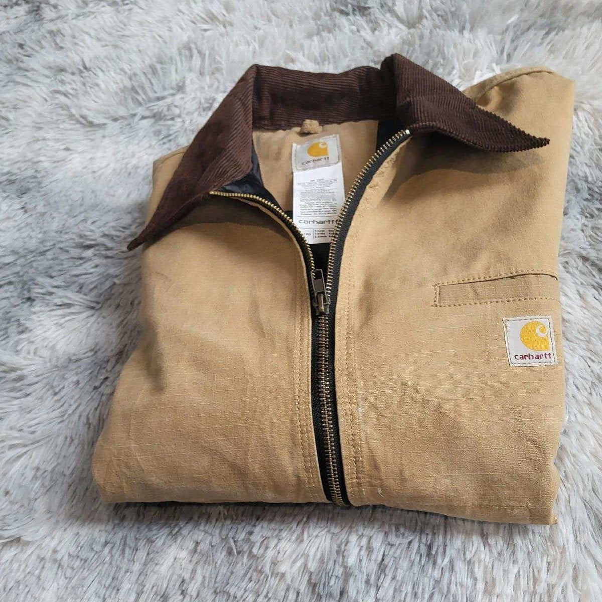 Veste Carhartt marron clair pour homme, taille XL, col en velours. Fripes Sélect
