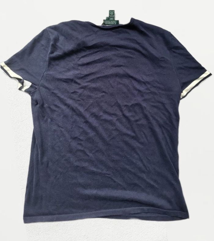 Lauren Ralph Lauren Women's Knit T-Shirt – Navy Blue – Size L – Vintage