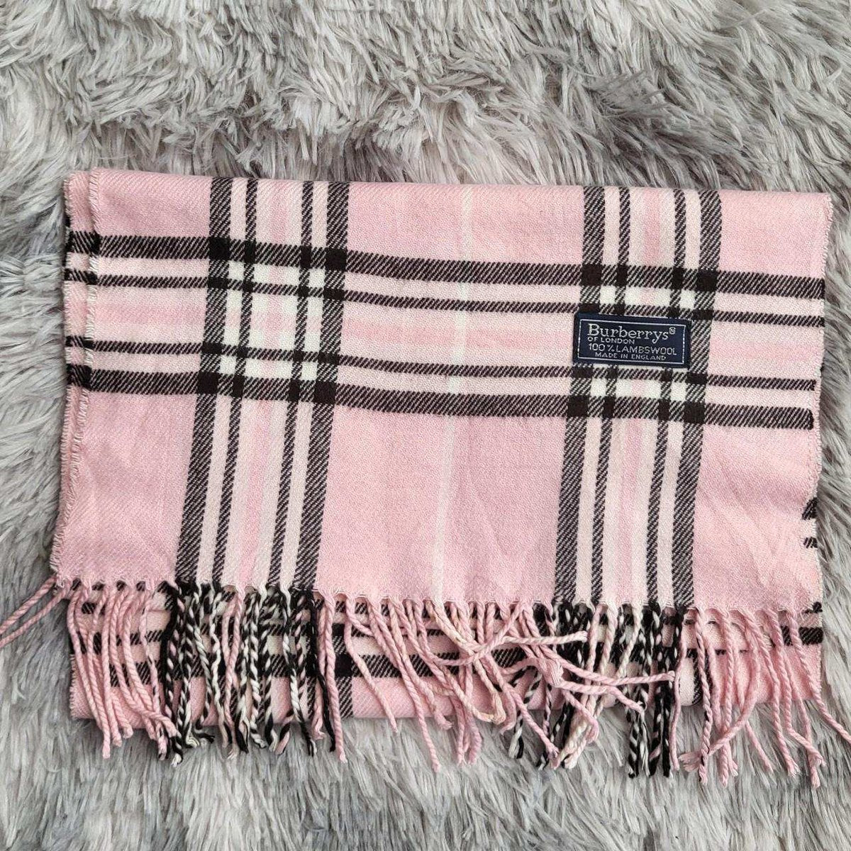 Écharpe Burberrys Vintage - Laine d’agneau – Tartan rose Layette - Luxe