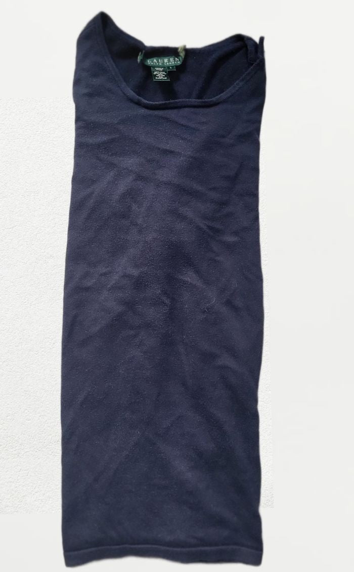 T-shirt maille femme Lauren Ralph Lauren – Bleu marine – Taille L - Vintage