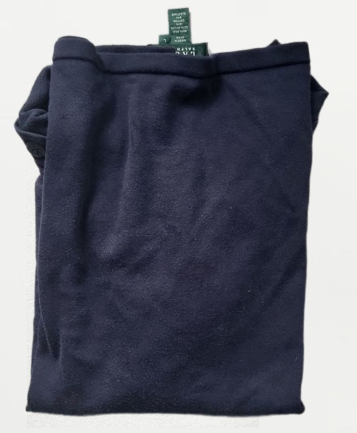 T-shirt maille femme Lauren Ralph Lauren – Bleu marine – Taille L - Vintage